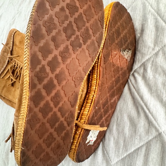 UGG Brown Suede Over the Knee Boots with Fringe - Picture 6 of 9